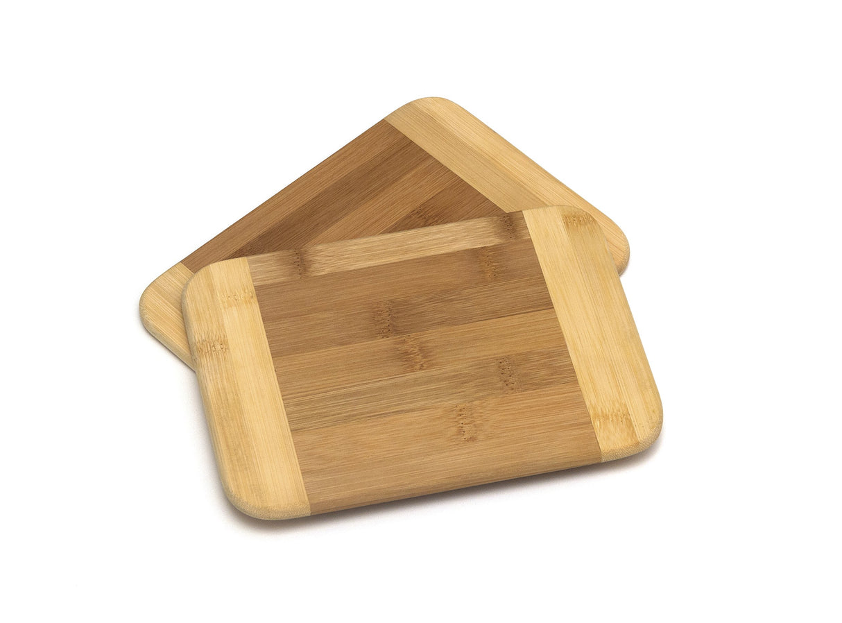 Lipper International Bamboo Wood Two-Tone Kitchen Cutting and Serving Board, Small, 8" x 6" x 5/16", Set of 2 Lipper International