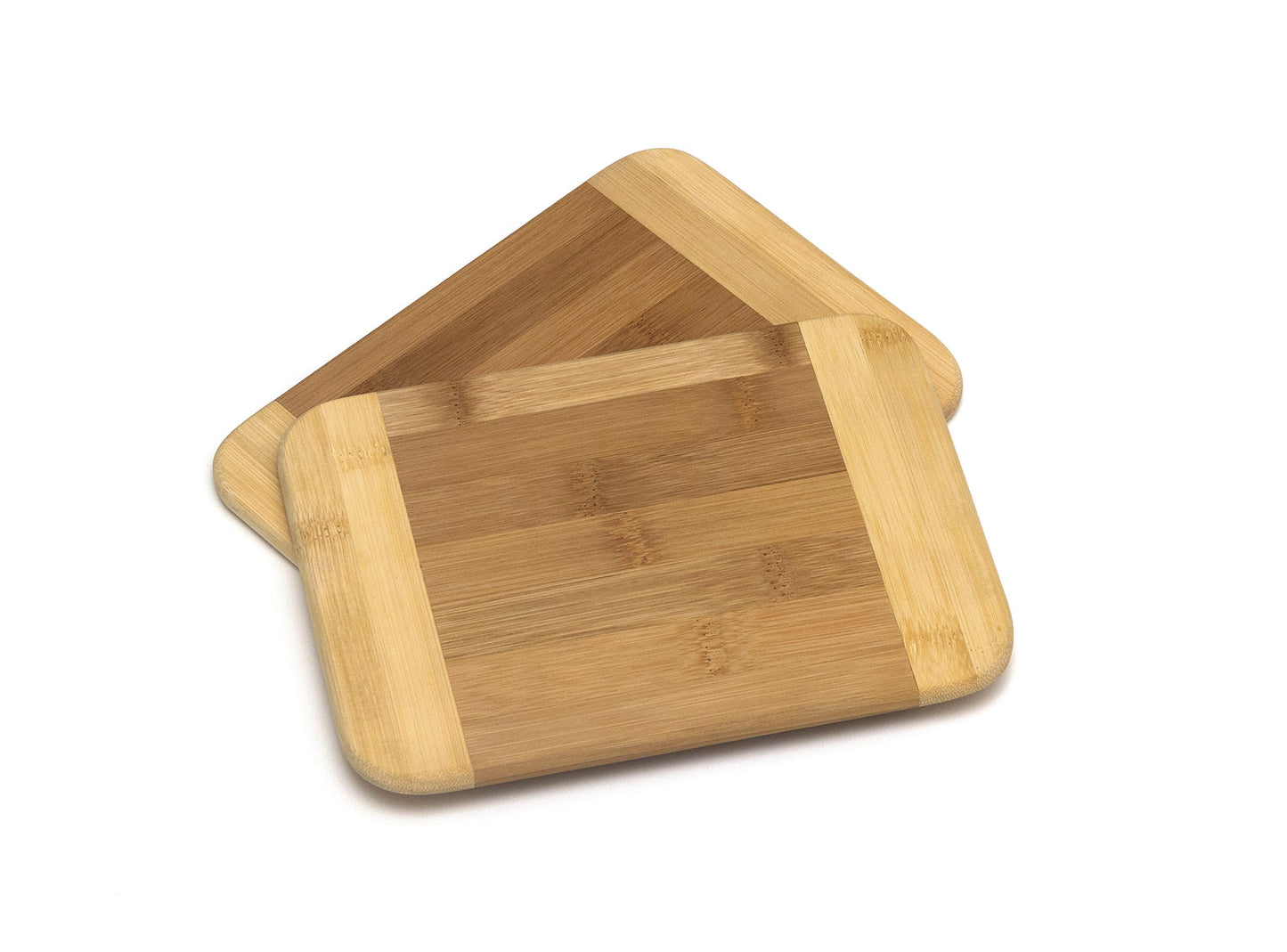 Lipper International Bamboo Wood Two-Tone Kitchen Cutting and Serving Board, Small, 8" x 6" x 5/16", Set of 2 - WoodArtSupply