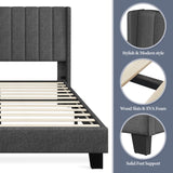Yaheetech Upholstered Full Size Bed Frame with Wing Headboard & Wooden Slats - Dark Gray Yaheetech