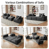 Modular Sectional Loveseat Cloud Sofa, Boneless Couch with Non Slip Base, Modern Sleeper Sofa for Customizable Living Spaces, Cozy Modular Couch with L-Shape Chaise, Deep Seat & No Assembly, Grey CozyMine