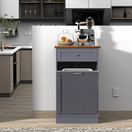 Betterhood Tilt Out Trash Cabinet 10 Gallon Wooden Free Standing Laundry Sorter Cabinet,Recycling Cabinet with Hideaway Drawer,Tilt Out Trash Cabinet Can Bin Kitchen Betterhood