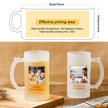 Mifoci 6 Pcs Frosted Beer Mugs for Sublimation 16 oz Blank Glass Cups Can Add Photo Text or Images on Personalized Beer Glass for Husband Dad Men for Oktoberfest Halloween Christmas Gift