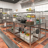 JFHID Stainless Steel Table with Overshelves 48"x24" with 2 Adjustable Tier Shelves Commercial Kitchen Prep Table Countertop Metal Work Table Workbench for Garage Home Restaurant Warehouse JFHID