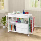 Craft Organization and Storage cart,Gift wrap Organizer Storage,Wrapping Paper cart,Wrapping Station (3 Wooden Drawers) Anrigeail