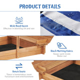 Mederra Kids Sandbox with Cover, 46'' Wooden Sand Box w/Adjustable Canopy, Outdoor Sandpit for Backyard Play, Light Brown Mederra