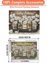 Axquilon Diamond Art Kits for Adults, Inspirational Diamond Painting Kits for Beginners, 5D Daisy Round Full Drill Gem Art for Adults, Paint by Diamonds Pictures DIY Crafts Kits 16x12inch Axquilon