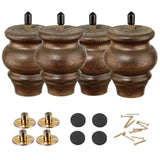 SHANJUE Wood Furniture Legs 3.5 inch Sofa Legs Set of 4 Round Brown Couch feet Sofa Replacement Parts for cabinets Armchair Recliner Coffee Table SHANJUE