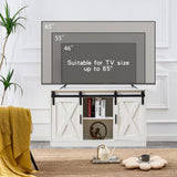 Meihua 47'' Farmhouse TV Stand with Sliding Barn Doors, Fits up to 65 Inch TVs, Modern Entertainment Center with Storage Cabinets and Open Shelves, White Wood Console Table for Living Room, Bedroom Meihua