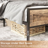 Halitaa LED Twin Size Bed Frame with Charging Station, Platform Metal Bed Frame with Headboard Storage & USB Ports Outlets, Farmhouse Bed Frame with Lights for Bedroom, Noise Free, Brown (Twin) Halitaa