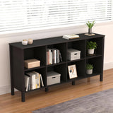NewBeth 8-Cube Bookcase, Farmhouse Wooden Bookshelf Low Storage Organizer, 59" Horizontal Black Console with Legs, Hallway Book Case for Entryway, Display Cabinet for Living Room (Black, 8-Cube) NewBeth