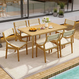 Tangkula Outdoor Dining Chair Set of 4, Teak Wood Armless Patio Chair w/Webbing Seat & Backrest, Mid Century Wooden Chair for Dining Room, Porch, Backyard, Lawn, Garden, Deck (Natural,4) Tangkula