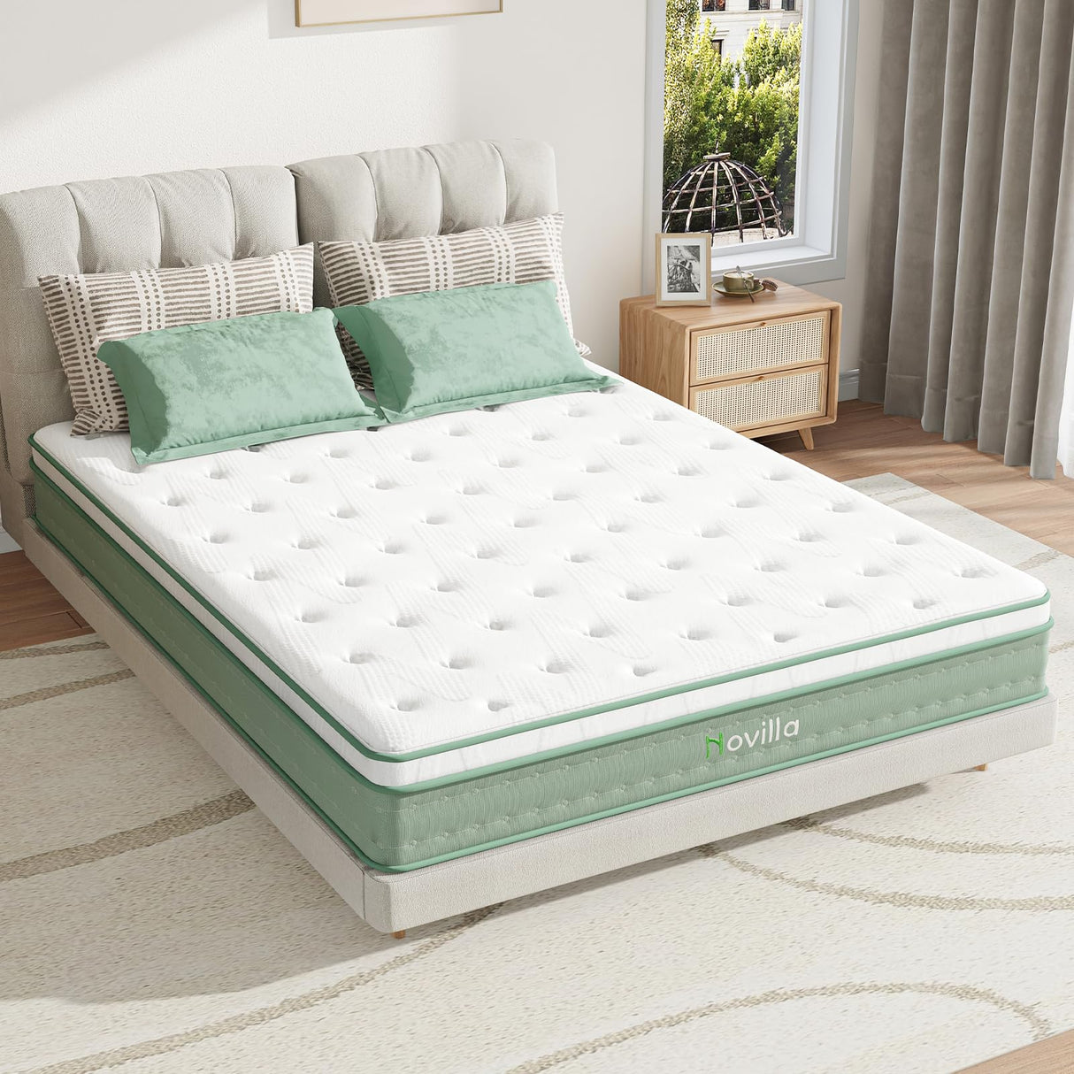 Novilla Twin Mattress, 10 Inch Hybrid Mattress in a Box, Gel Inflation Memory Foam with Pocket Coils Innerspring for a Cozy Night, Pillow Top Twin Size Mattress, Medium Firm & Fit The Body's Curves Novilla