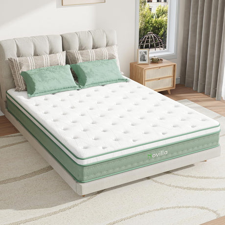 Novilla Twin Mattress, 10 Inch Hybrid Mattress in a Box, Gel Inflation Memory Foam with Pocket Coils Innerspring for a Cozy Night, Pillow Top Twin Size Mattress, Medium Firm & Fit The Body's Curves Novilla