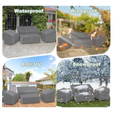 Outdoor Furniture Cover Waterproof, 4-Piece Patio Furniture Covers for 4 PCS Patio Outdoor Conversation Set, Included: Ourdoor Loveseat Cover, 2 Patio Chair Covers, Outdoor Coffee Table Cover-Grey Gasadar