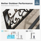 MFSTUDIO 50 Inches Outdoor Garden Bench, Cast Iron Metal Frame Patio Park Bench with Floral Pattern Backrest, Arch Legs for Porch, Lawn, Yard-Bronze MFSTUDIO