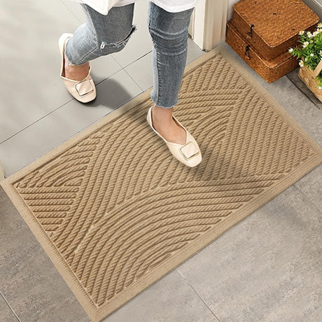 HIYARD Sturdy Front Door Mat, Absorbent Muddy Dirt Resist Welcome Door Mats Outdoor Indoor, Stain and Fade Resistant, Non-Slip Backing Entry Mat Low Profile Doormat for Entryway, 29×17, Beige HIYARD