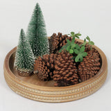 Carah & Cossh 12'' Round Wooden Tray, Whitewashed Round Decorative Wood Tray, Round Farmhouse Rustic Decorative Tray, Perfect for Storage and Display (Rustic Brown) Carah & Cossh