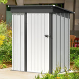 GUNJI 5 x 3 FT Shed Outdoor Storage Shed Metal Garden Shed with Lockable Door Outside Waterproof Tool Shed for Backyard, Patio, Lawn (White) GUNJI