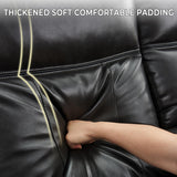 Manual Recliner Sofa Sectional Couches with LED Light for Living Room, Leather Reclining Corner Sectionals Sofa Couch Sets with 2 Theater Recliner Seat, USB, Cup Holder, Storage Console for Home,Black Comfort Stretch