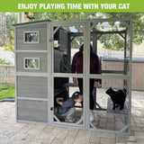 Cat House Catio Outdoor Cat Enclosure 76.8" Large Kitty Shelter for Cats Outdoor Patio,Large Weatherproof Cat Cage with Window,Resting Box GUTINNEEN