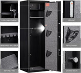HEANVO 8-12 Gun Safe Biometric, Rifle Safes for Home, Gun Cabinet with Dual Alarm System, Rifle Gun Safe with Removable Gun Rack, Shotgun Safe with 4 Ways to Open HEANVO