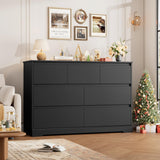 FACBOTALL Dresser for Bedroom, Modern White Dresser, Wood Chest of Drawers Nursery Dresser with Storage, 7 Drawer Double Dresser with Handle Free, Large Storage Dresser Organizer for Living Room,Black FACBOTALL