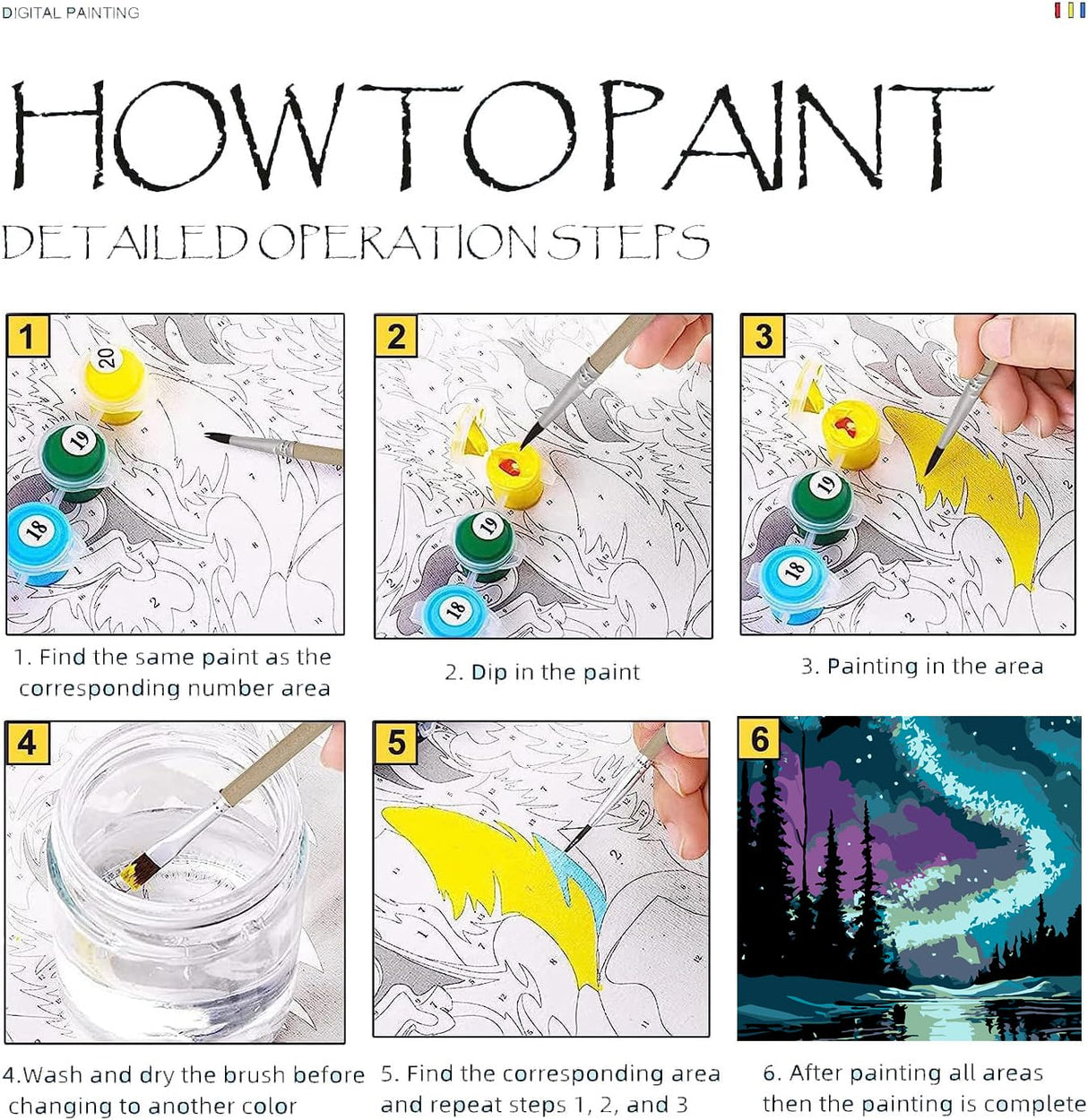 KYOQFVN 2 Pack Paint by Numbers Kit for Adults - Acrylic Easy Framed Canvas Arts and Crafts 8x12inch KYOQFVN