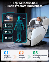 4D+3D Dual Mechanism Massage Chair Full Body Zero Gravity Massage Chair Recliner,AI Fatigue Health Detection,20 * 9+ User-Customized Massage Mode,8" HD Touchscreen&Vioce Control,Back Heating White CareTech