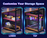 ODK 40-Inch Rustic Brown Small Computer Desk with Power Outlets, USB Charging Port, and Reversible Storage Shelves ODK