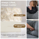 PaPaJet 114 Inch Cloud Modular Sectional Sofa, Oversized Down Filled Sectional Couch with Chaise, Ottoman, 4 Seats L Shaped Sofa for Living Room, Grey Linen Couch PaPaJet