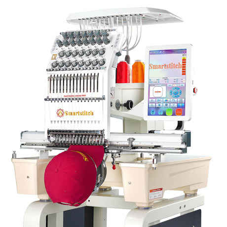 Smartstitch S-1501 Ultra Beast Embroidery Machine with 15 Needles, 1200SPM Max Speed, 12" Touch Screen, Wifi available, 14"x20" Embroidery Area, Capable of embroidering on Cap, Hat, T-shirt and more smartstitch