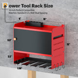 Spampur Power Tool Organizer Wall Mount with Charging Station,Garage Metal Cabinet 15 Min Quick Assembly & Max 150lb load with 6 Outlet Power Strip, 8 Slots Cordless Drill for Workshop/Shed/Tool Room Spampur