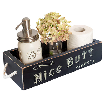 MAINEVENT Nice Bathroom Decor Box, One Box with Print on 2 Sides Farmhouse Bathroom Decor Toilet Box, Rustic Decor Bathroom Box Toilet Organizer, Toilet Paper Box, Hello Sweet Cheeks Bathroom Box