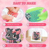 Cat Diamond Art Kits for Kids with Frame-Cat Diamond Art for Kids Ages 4-8-12 with Frame,Animals Diamond Painting Kits for Kid for Gift Home Wall Decoration(7x7inch) Arttoplus