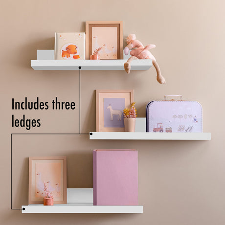 Americanflat 14 Inch Floating Shelves Set of 3 in White Composite Wood - Wall Mounted Storage Shelves for Bedroom, Living Room, Bathroom, Kitchen, Office and More Americanflat