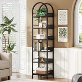 Arched 6-Tier Corner Bookshelf by Tribesigns - 78.7" Tall Freestanding Black Display Shelf Tribesigns