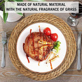 Handmade Heat Resistant 12" Round Woven Placemats Set of 8, Wicker Boho No Chemical Natural Water Hyacinth Place Mats, Farmhouse Table Mats for Kitchen Dining Table,Home Decorations,Wedding Chic Glamour