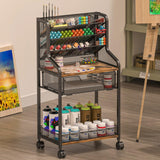 Small Rolling Utility Cart with Drawer, Metal Craft Storage Cart with Lockable Wheel, Versatile Art Organizer with 6 Tiers & Removable Dividers for Drawing Room, Store Paint & Artifact, Patent Pending Jakyitvi