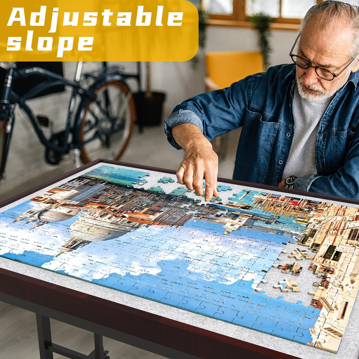 Jigsaw Puzzle Table 1500pcs, Adjustable Five Up Angles Puzzle Table with Drawers,Puzzle Board with Drawers,Puzzle Tables for Adults RAGOZONERY