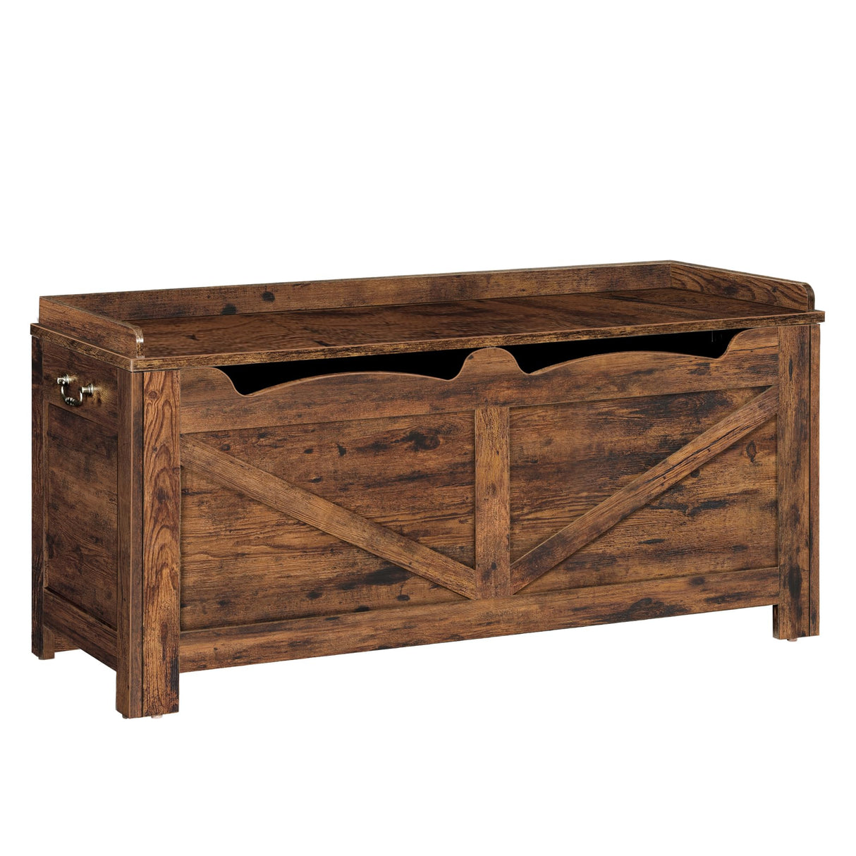 Hzuaneri 39.4" Storage Bench, Storage Chest, Lift-Top Storage Trunk with 2 Safety Hinges, Wooden Storage Box Chest Organizer for Bedroom, Entryway, Living Room, Rustic Brown SB04501X Hzuaneri