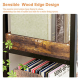 KOUSEI 5-Tier Bookshelf Reversible,Corner Bookcase 4 Hooks,65" Industrial Wooden Bookcase with Open Wide Shelves and Metal Frame for Living Room, Bedroom, Home Office,Rustic Brown KOUSEI