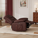 CANMOV Leather Power Lift Recliner Chair with Massage and Heat for Elderly People,Electric Lift Chair for Seniors Reclining Chair Single Sofa Chair for Living Room, Side Pocket,Brown CANMOV