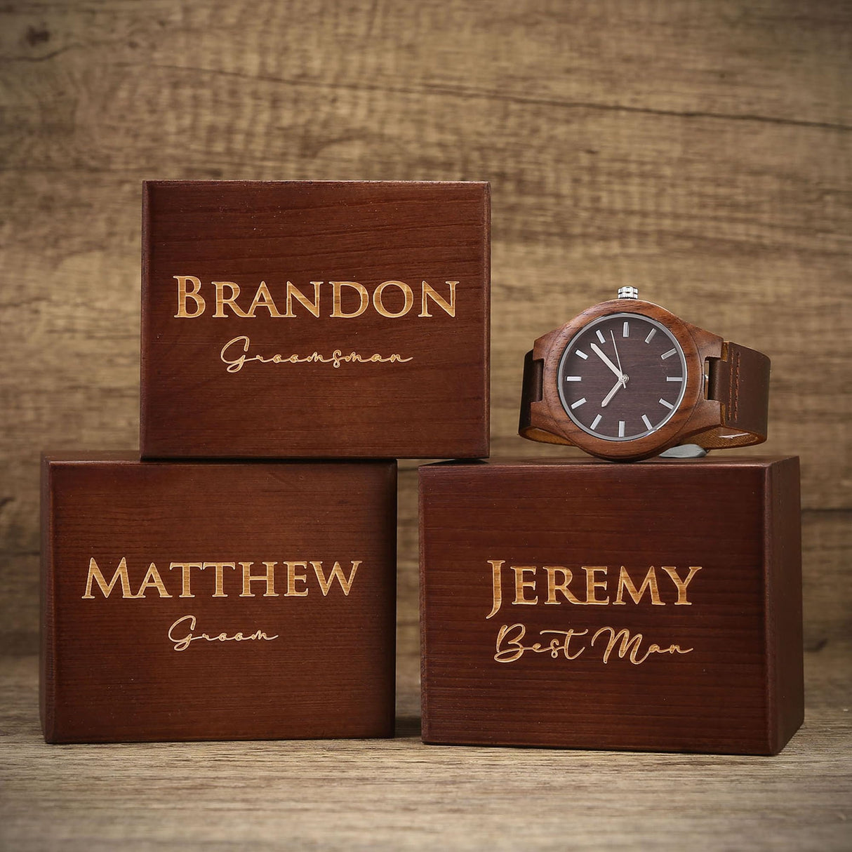 Personalized Walnut Wood Wooden Watch, Groomsmen Gift, Watches for Men, Mens Watch, Watch for Hushand WoodArtSupply