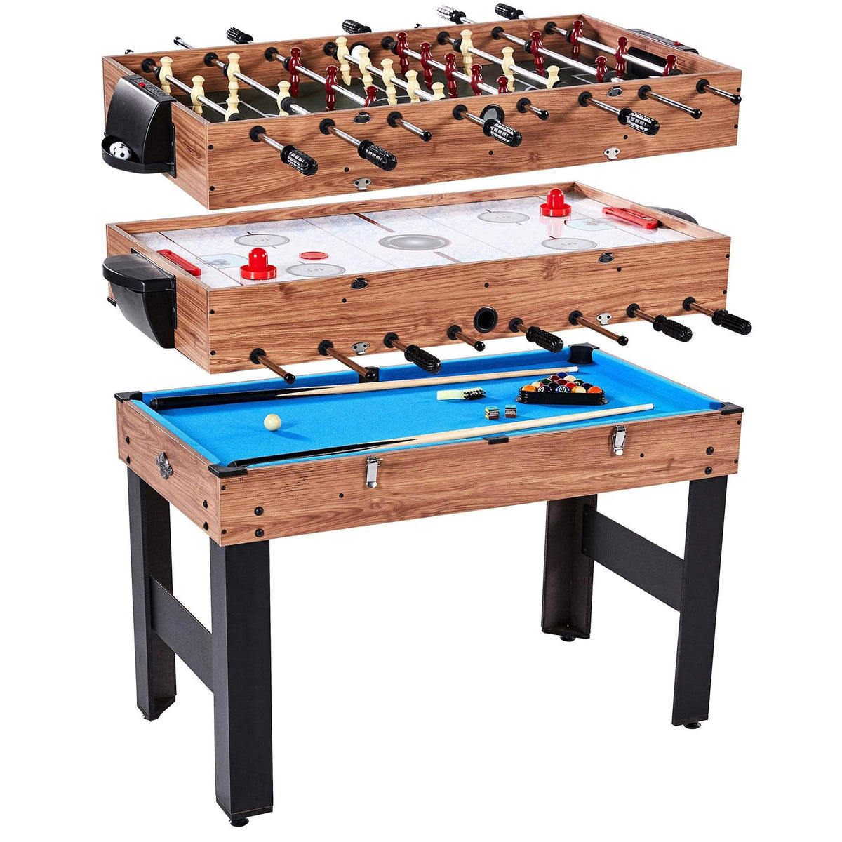 Lancaster 3 in 1 Pool Billiard, Slide Hockey, Foosball Arcade Table (Open Box) Lancaster Gaming Company