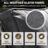 MEISSALIVVE 9-Piece Outdoor Patio Furniture Set, Half-Moon Curved Sectional Set with Wood Armrests, Patio Conversation Set, Tempered Glass Coffee & Side Tables (Grey) MEISSALIVVE