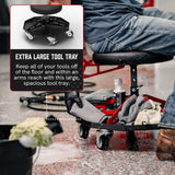 Vyper Robust Steel Sport Shop Chair for Mechanics, Automotive, DIY - 300 lb Capacity Garage Stool with Backrest and Large Wheels, Shop Stool (Black Seat, Blue Frame) Vyper Industrial