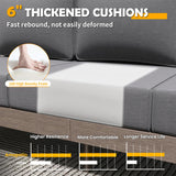 Amopatio Aluminum Patio Furniture Set, 8 Pieces Modern Metal Outdoor Furniture, Faux Wood Grain Finish Frame Patio Sofa Sets with 6" Cushion for Backyard, Dark Grey (Included Waterproof Covers) Amopatio