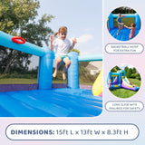 Bounceland Pop Star Inflatable Bounce House Bouncer, Large Bouncing Area with Long Slide, Climbing Wall, Basketball Hoop, UL 1HP Blower Included, 15 ft x 13 ft x 8.3 ft H, Pop Star Kids Party Theme Bounceland