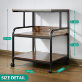 jarrvz Large Printer Stand, Removable and Fixed Printer Stand, Large Fax Machine Printer Stand, Laser Printer Stand, Printer Stand with Storage Space, Scanner Office Rolling Carriage, Retro Brown jarrvz