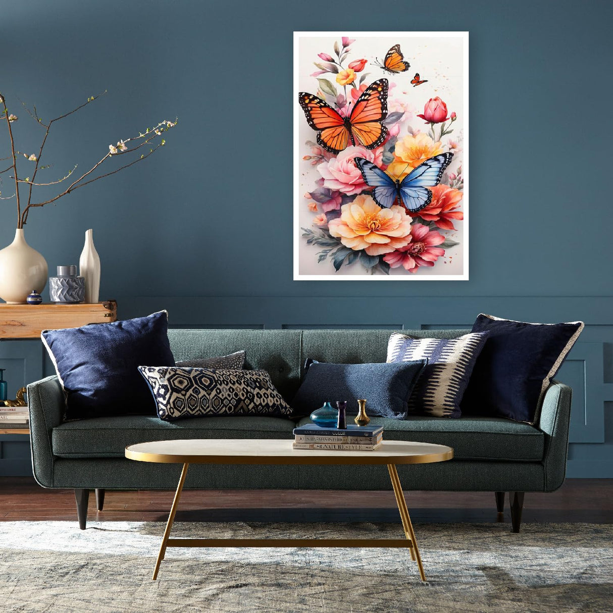 Diamond Art Kits for Adults - Butterfly Flowers Diamond Painting Kits DIY 5D Full Drill Diamond Dots Paintings with Diamonds Gem Art and Crafts for Home Decor 12x16 Inch Fuinkqe